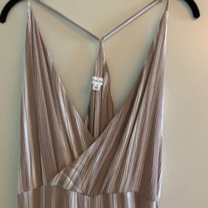 Beige + White Stripped Jumpsuit - Size M